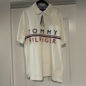 New with Tags!!!!! Tommy Hilfiger Cream Polo Shirt with Red and Blue Accents
